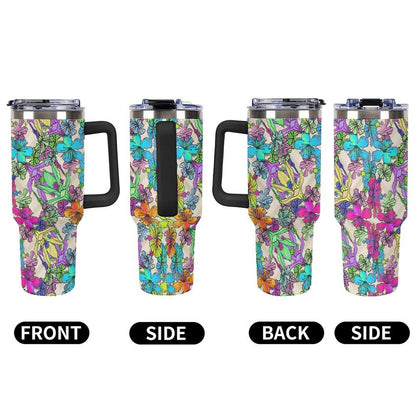 Custom 40oz Stainless Steel Travel Tumbler with Straw