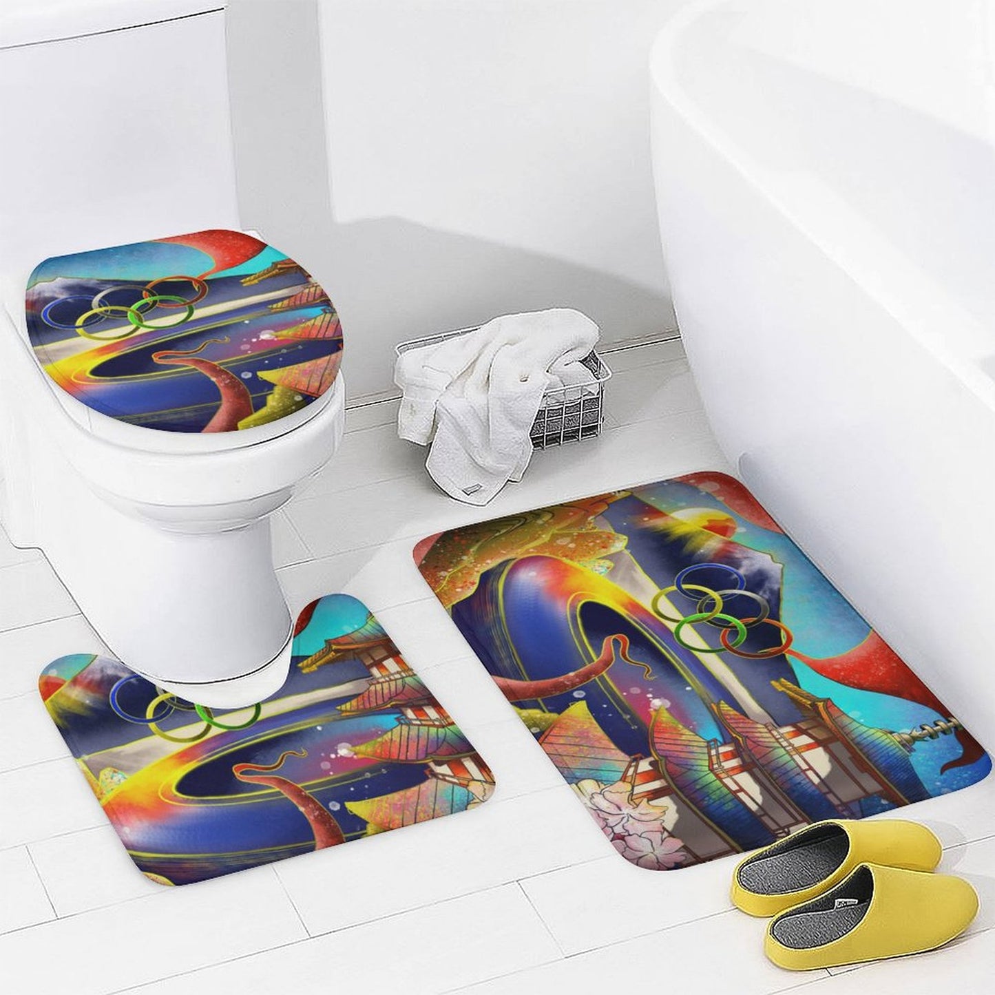Custom 4-Piece Bathroom Set | Personalized Shower Curtain & Mats