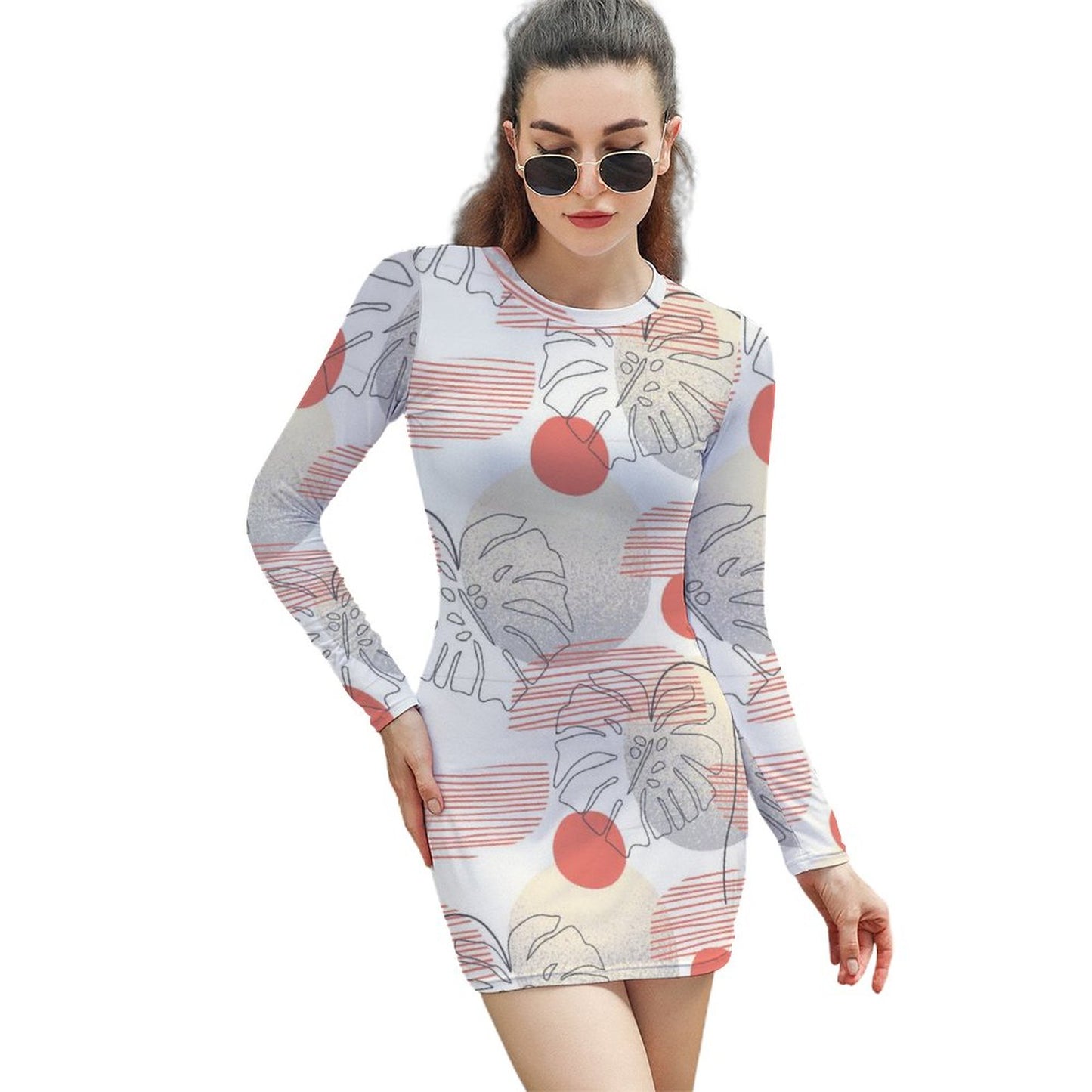 Custom Long Sleeve Bodycon Dress | Personalized Mini Dress