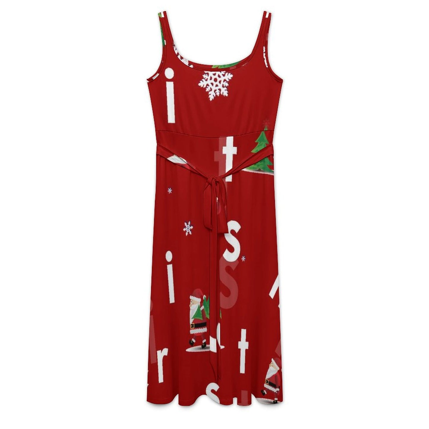 Custom Sleeveless Dress with Photo | Personalized Milk Silk Tie-Strap Dress