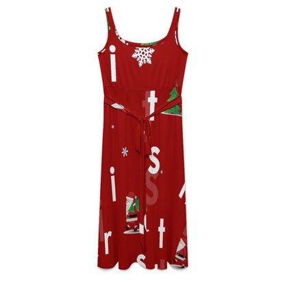 Custom Sleeveless Dress with Photo | Personalized Milk Silk Tie-Strap Dress