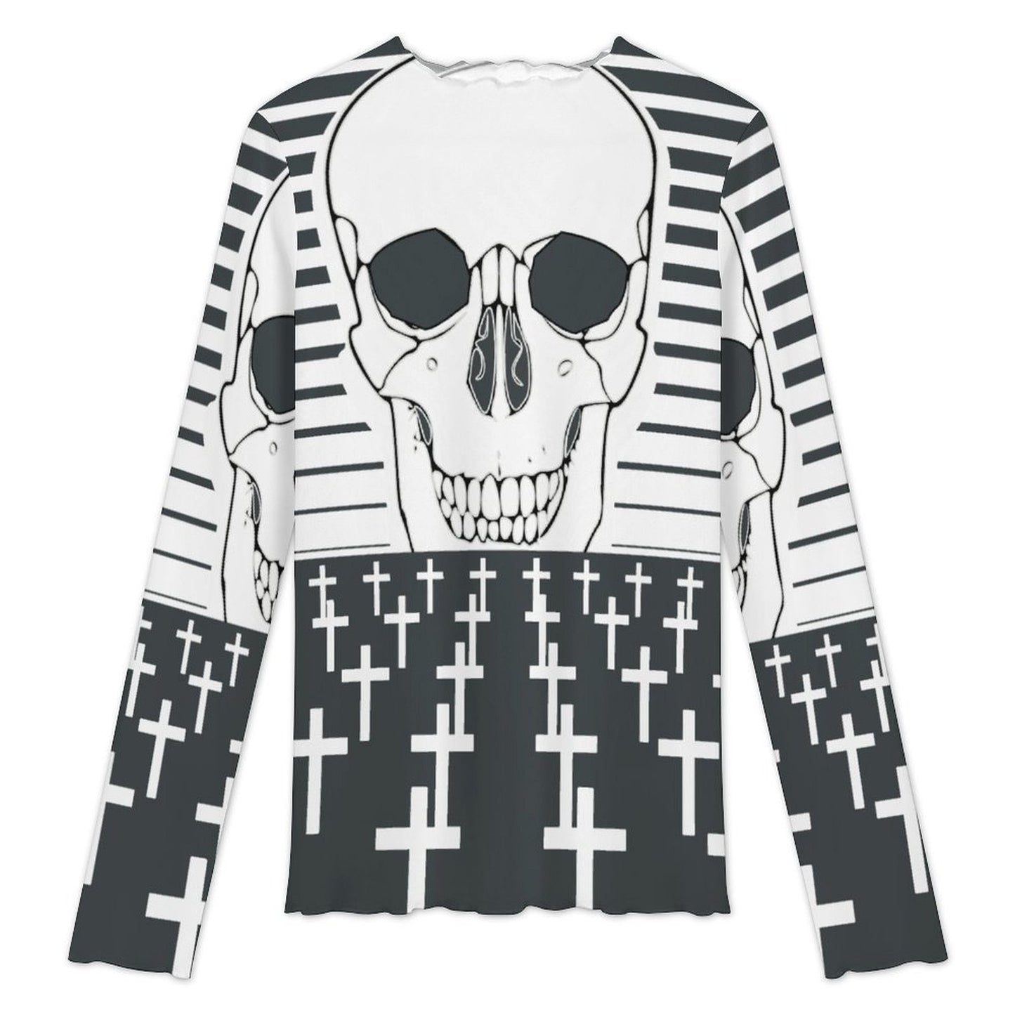 Custom Print Mesh Turtleneck Long Sleeve Top for Women — S to 5XL