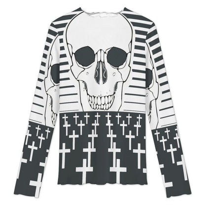 Custom Print Mesh Turtleneck Long Sleeve Top for Women — S to 5XL