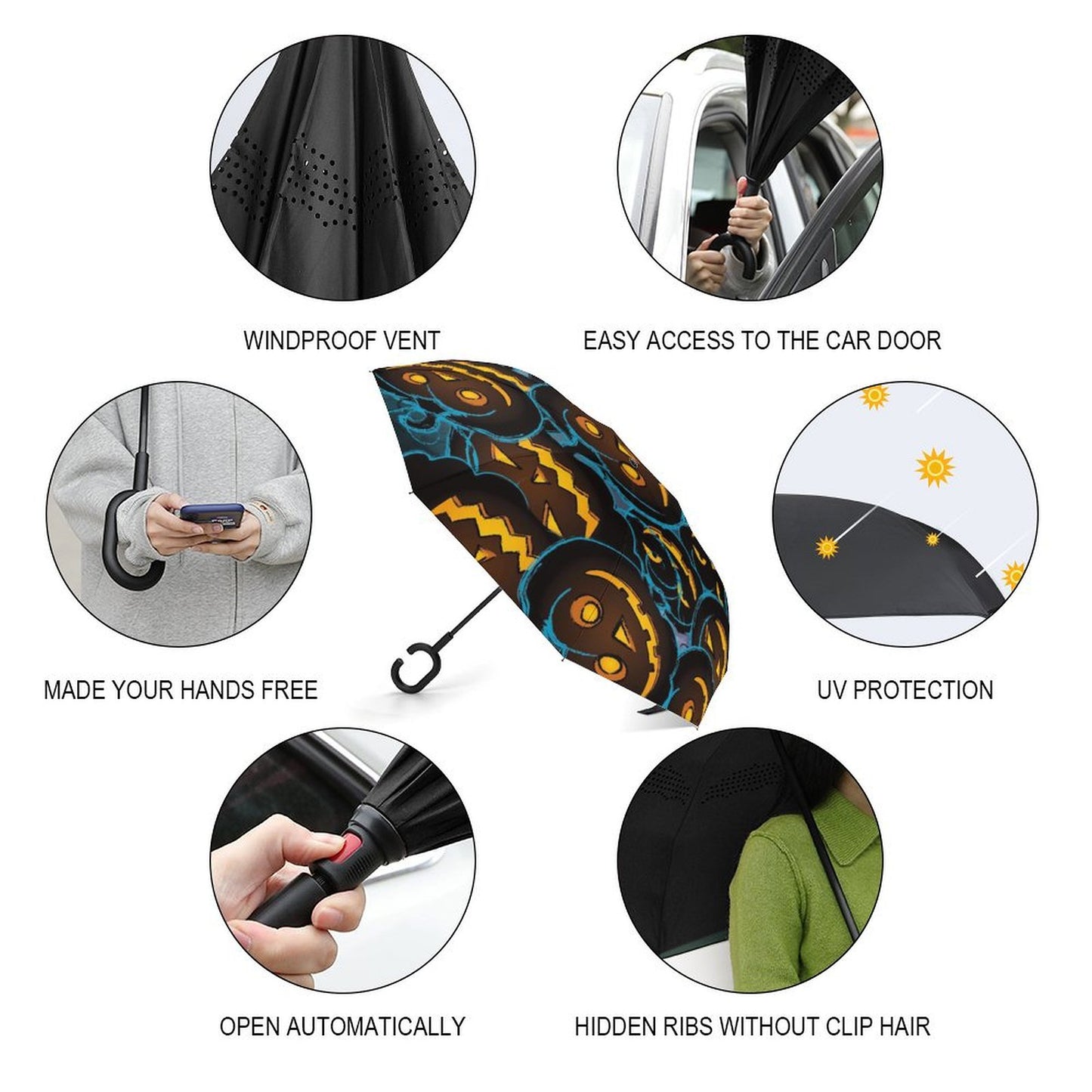 The Drip-Free Custom Reverse Umbrella | Windproof & Your Design