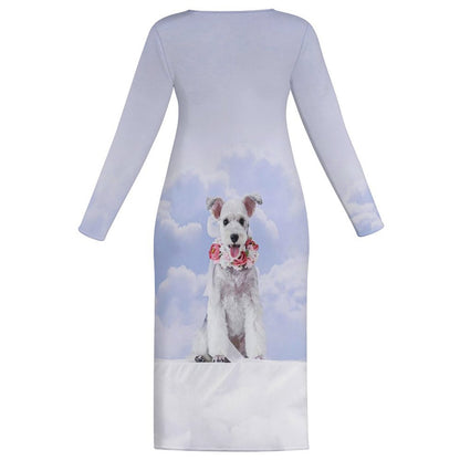 Custom Photo Long Sleeve Dress | Personalized Milk Silk Gift for Her