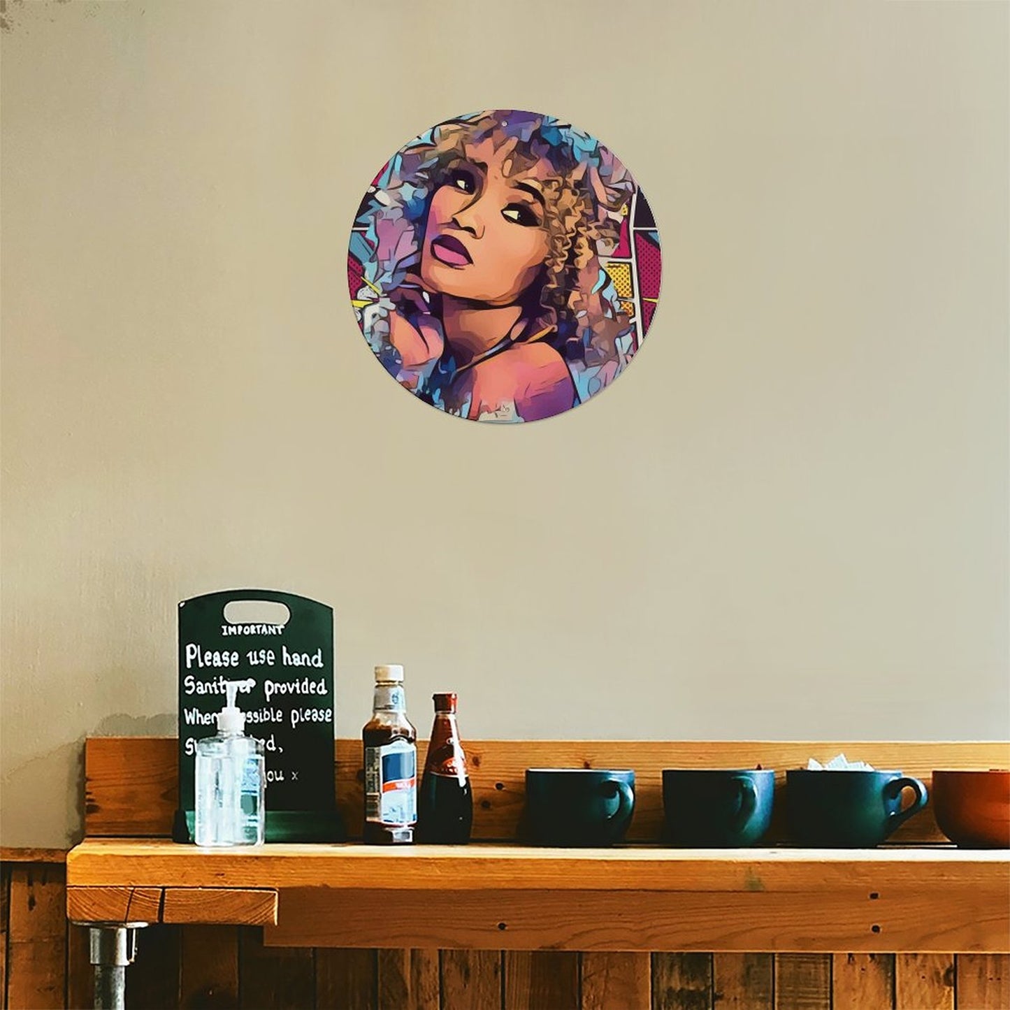Custom Round Aluminum Sign 20cm | Personalized UV Print Decor
