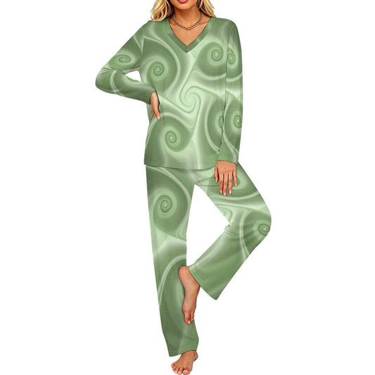 Personalized Women's V-Neck Long Sleeve Pajama Set