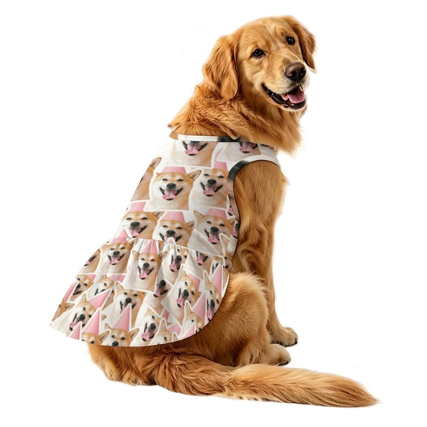 Pet Dress Dog, Repeating Pattern  Santa Claus-Red-White-Circle-Blue-Print-Merry Christmas-Repeat-Tile