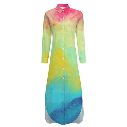 Custom Print Shirt Dress | Personalized Long Sleeve Button-Down Dress