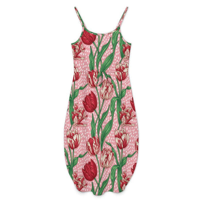 Custom Printed Spaghetti Strap Side Slit Maxi Dress