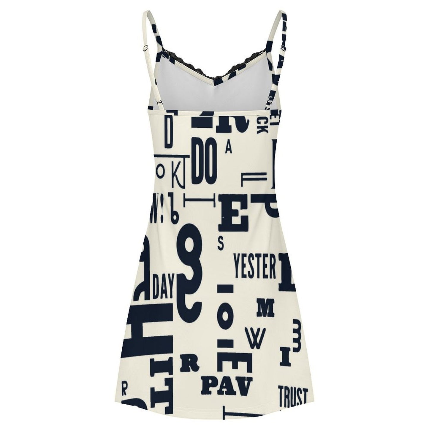 Custom Lace Trim Slip Dress with Personalized Print