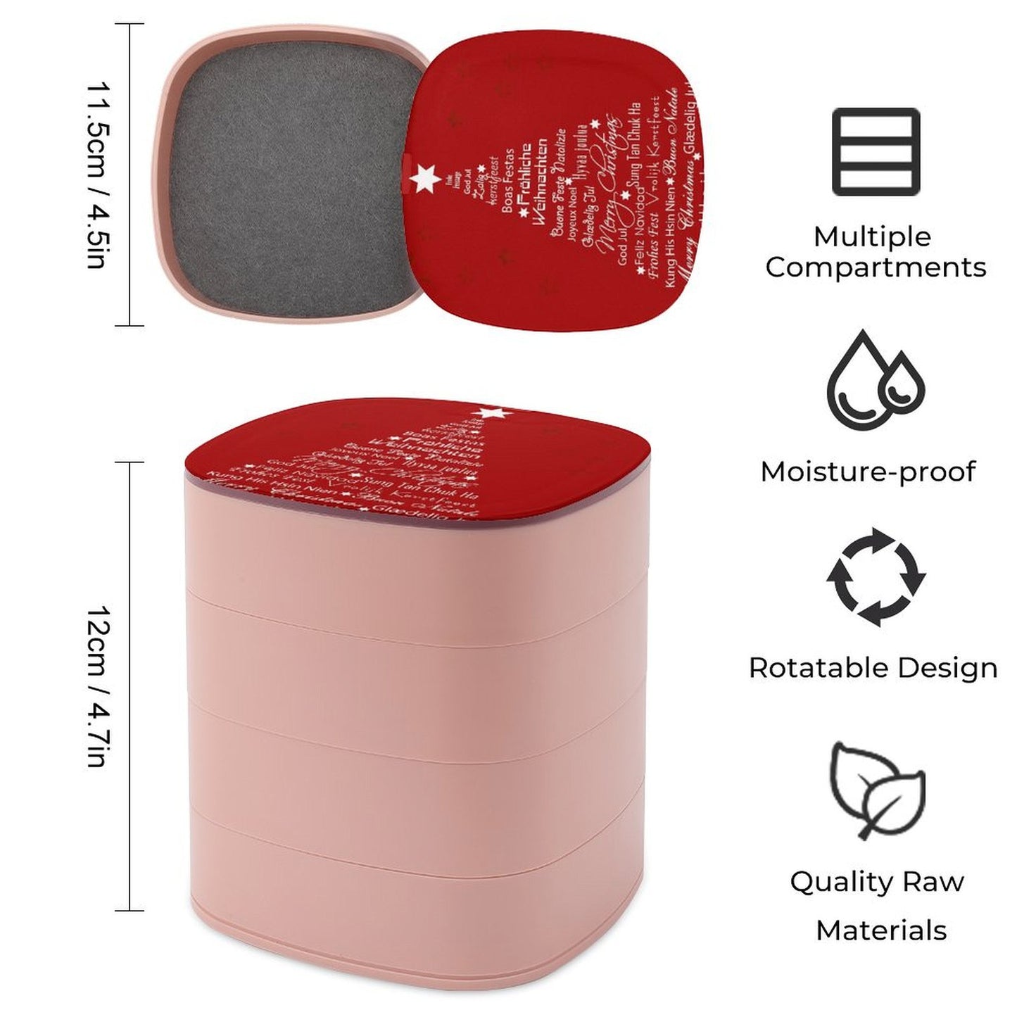 Custom Rotating Jewelry Box | 4-Tier Organizer with Your Photo