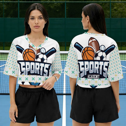 Custom Cropped V-Neck Football Jersey for Women