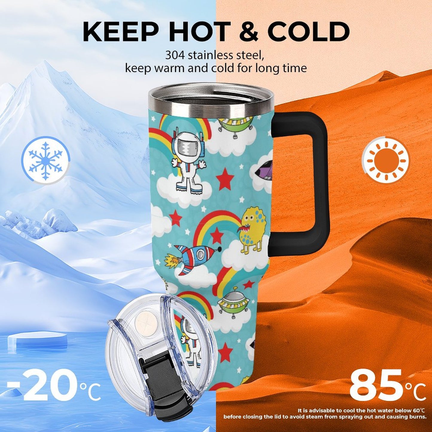 Custom 40oz Stainless Steel Car Cup | Personalized Large Travel Tumbler