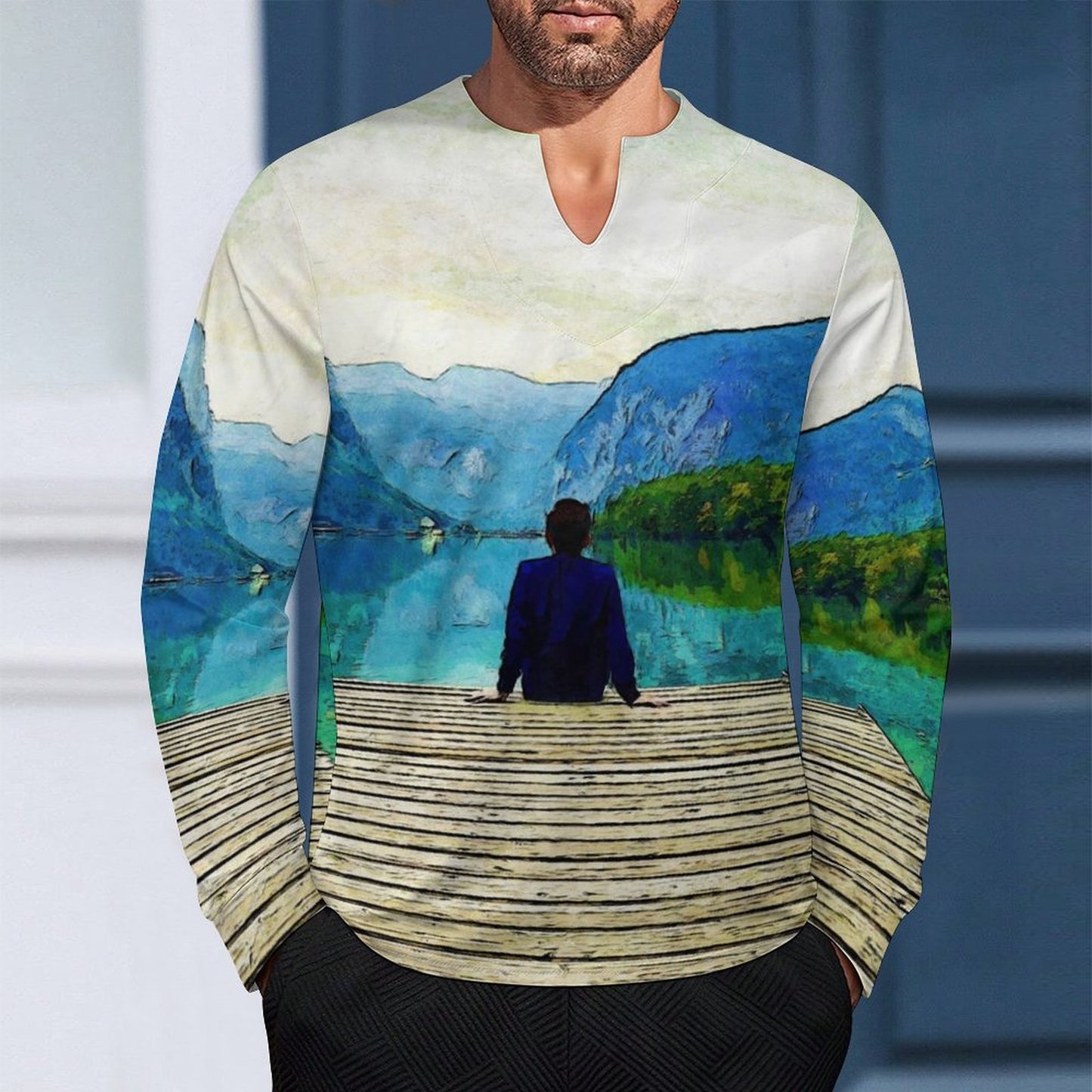 Custom Men's Performance V-Neck | Quick-Dry Cooling Long Sleeve Tee