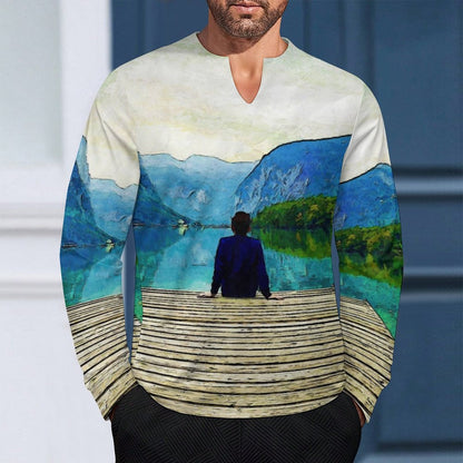 Custom Men's Performance V-Neck | Quick-Dry Cooling Long Sleeve Tee