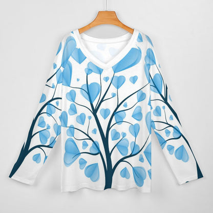 Custom Double V-Neck Long Sleeve Tee | All-Over Print Women's Top