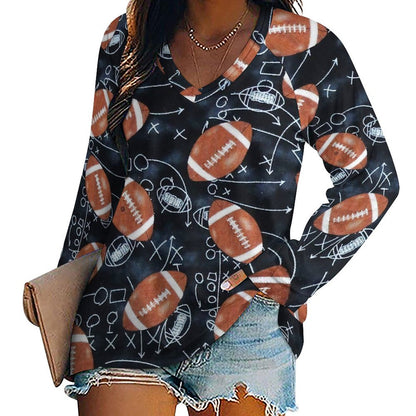 Women's Oversized V-Neck Long Sleeve Top | Custom Travel Essential (S-5XL)