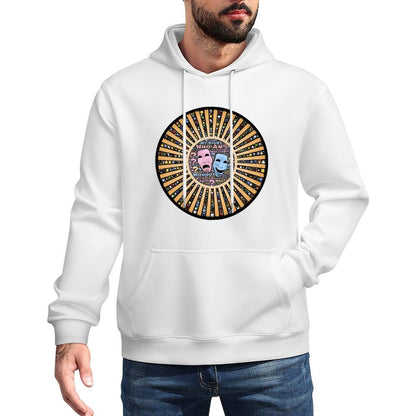 Custom Theatre Mask Graphic Hoodie | 'Who Am I' Philosophical Sweatshirt