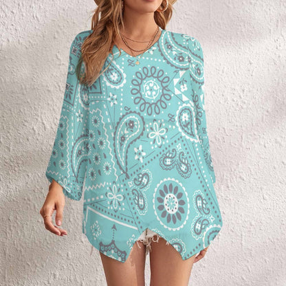 Custom Sheer Chiffon Long Sleeve Blouse | Boho Beach Top