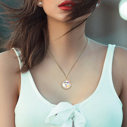Custom Rhinestone Photo Pendant Necklace