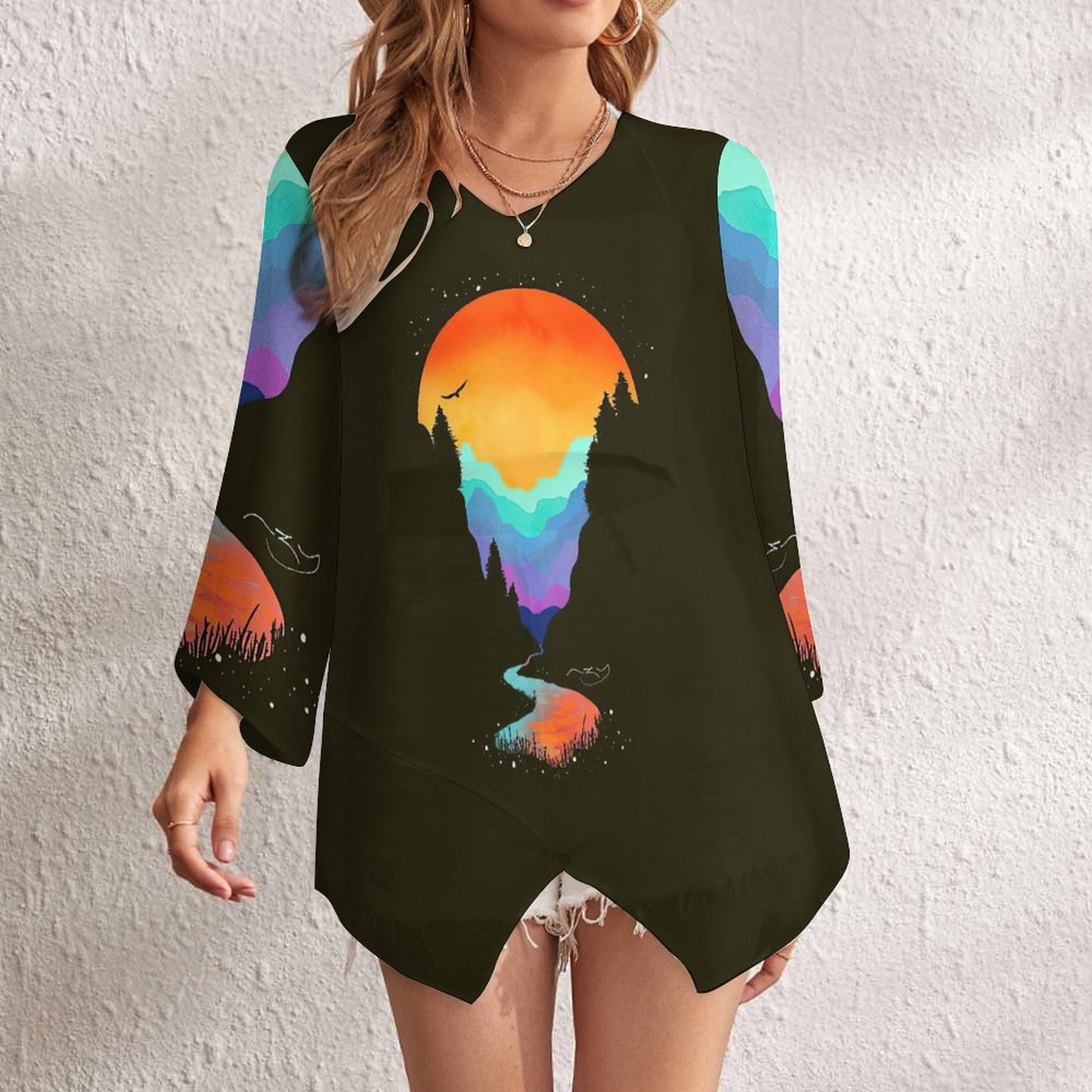 Custom Loose Chiffon Blouse | Breathable Long Sleeve Sun Top (S-5XL)