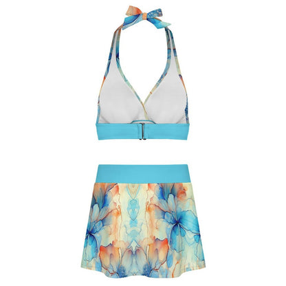 Custom Two-Piece Slit Skirt Swimsuit Set