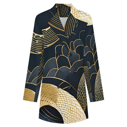 Custom Print Double-Breasted Blazer Dress for Women