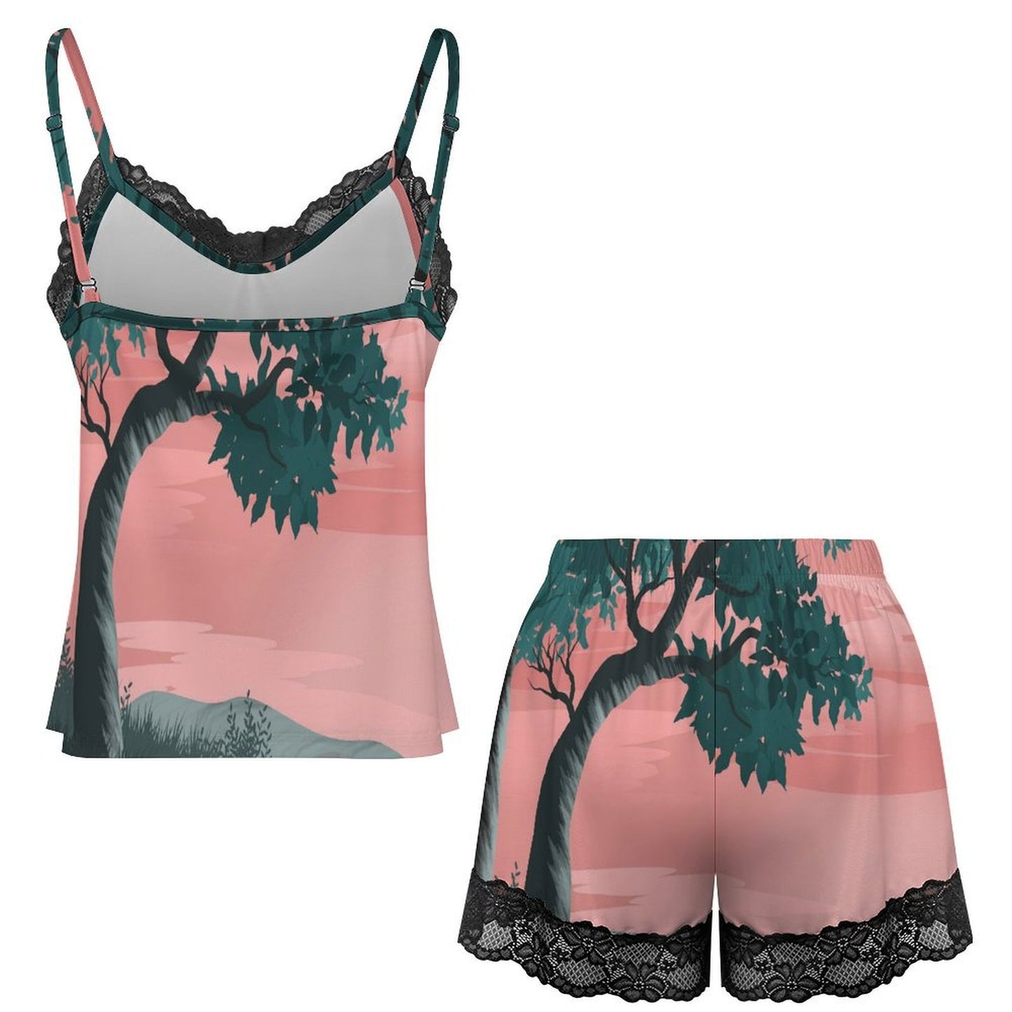 Pajama Set Natural Scenery, Realistic Painting, Sunset Scenery