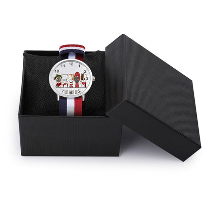 Custom Nylon Strap Watch | Preppy Style Tri-Color Wristwatch
