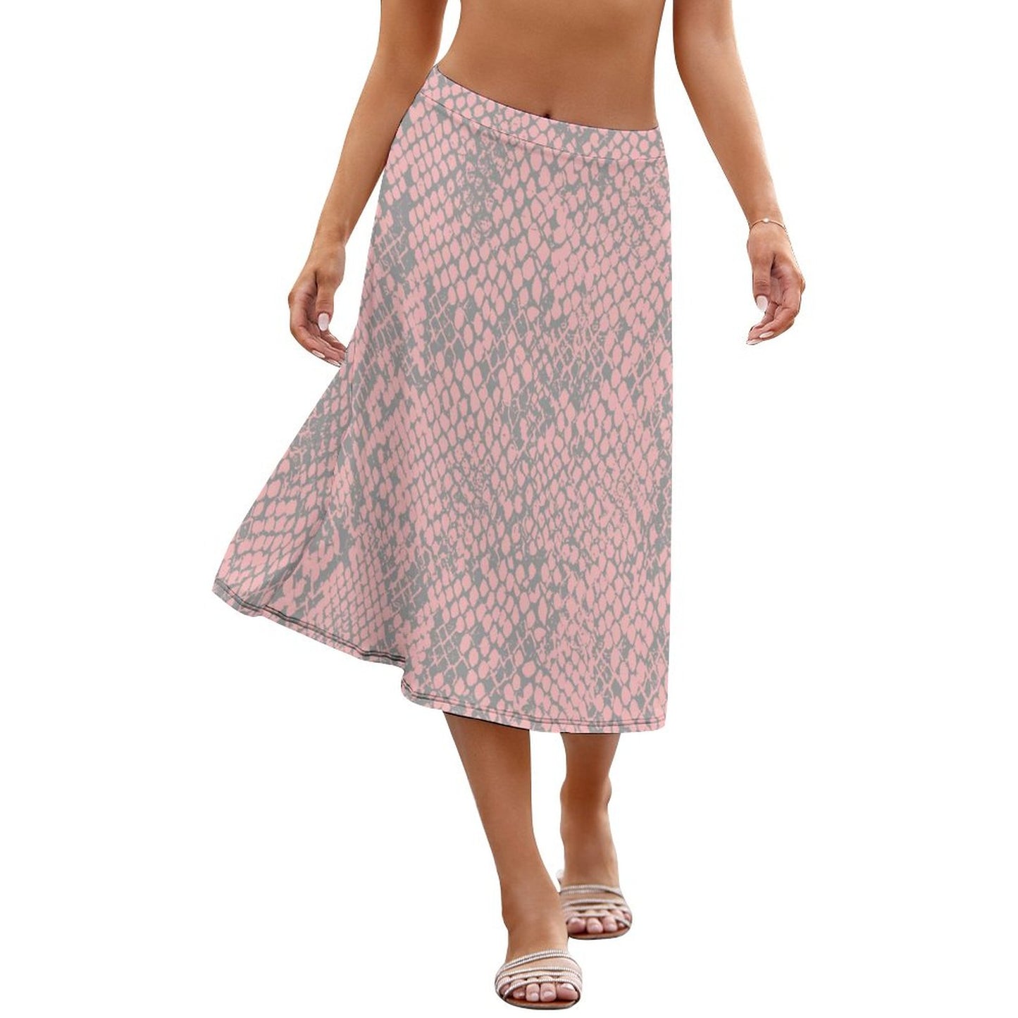 Custom Print Midi Skirt | Womens High Waist Flowy Summer A-Line