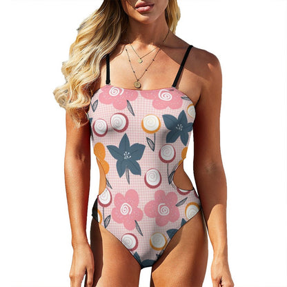 Custom Side Cutout One-Piece Swimsuit | Personalized Tie-Front Monokini