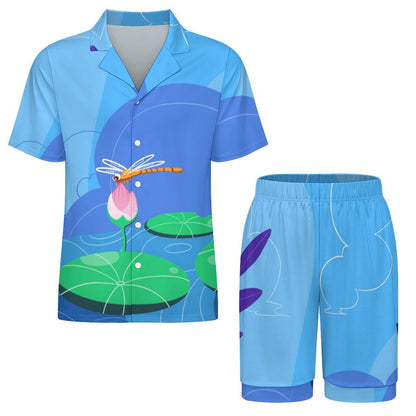 Custom Men's V-Neck Pajama Set | Personalized Photo Lounge Shorts