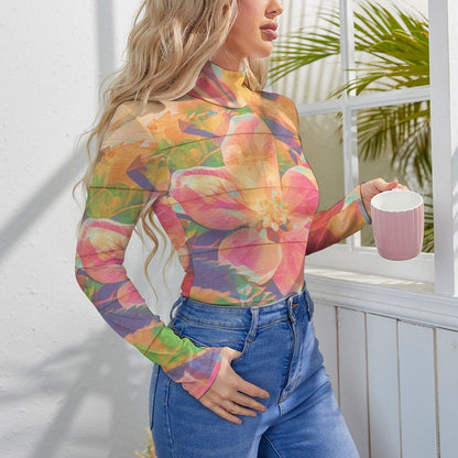 Custom Mock Neck Bodysuit | Personalized Long Sleeve Spandex Leotard