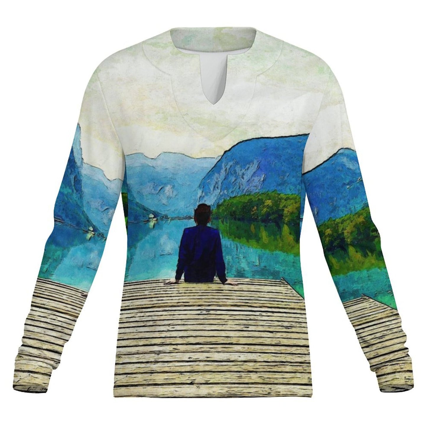 Custom Men's Performance V-Neck | Quick-Dry Cooling Long Sleeve Tee