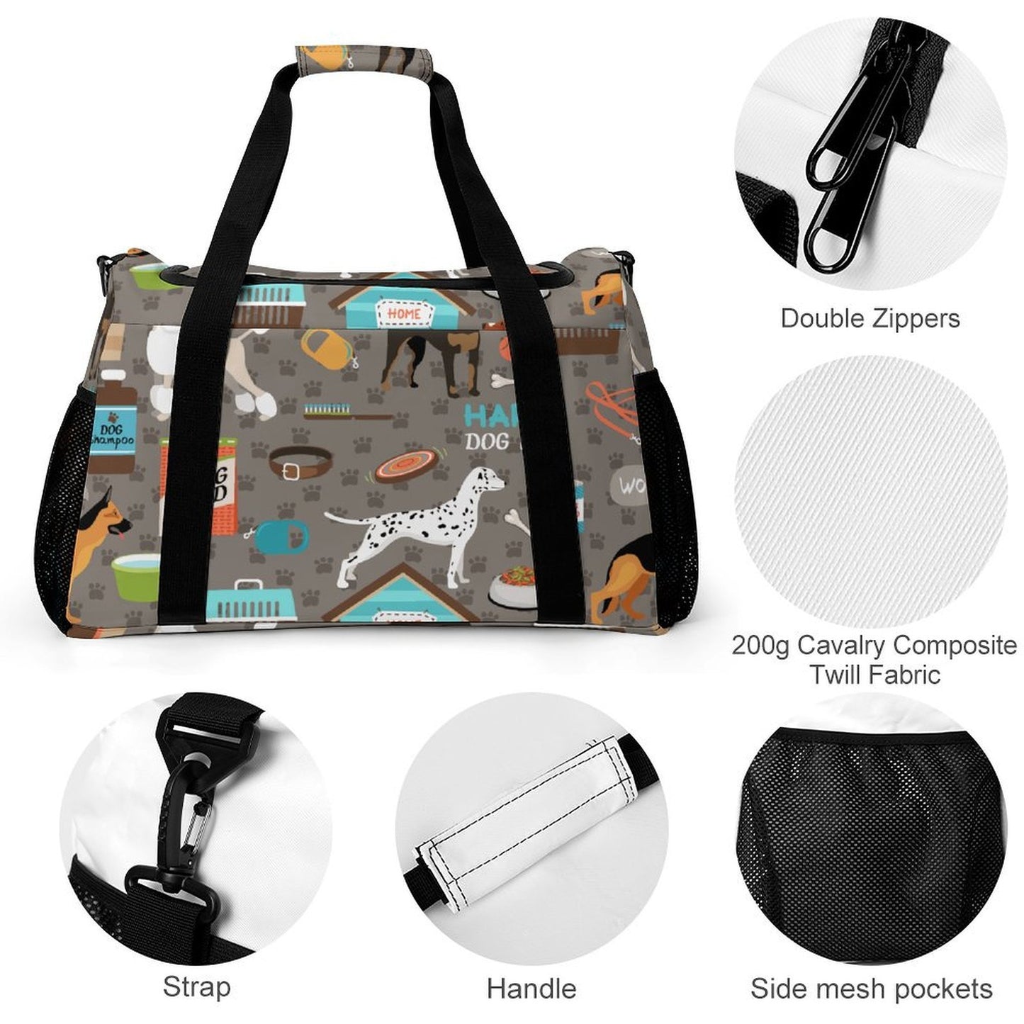 Personalized Weekender Duffel Bag with Custom Print and Adjustable Shoulder Strap