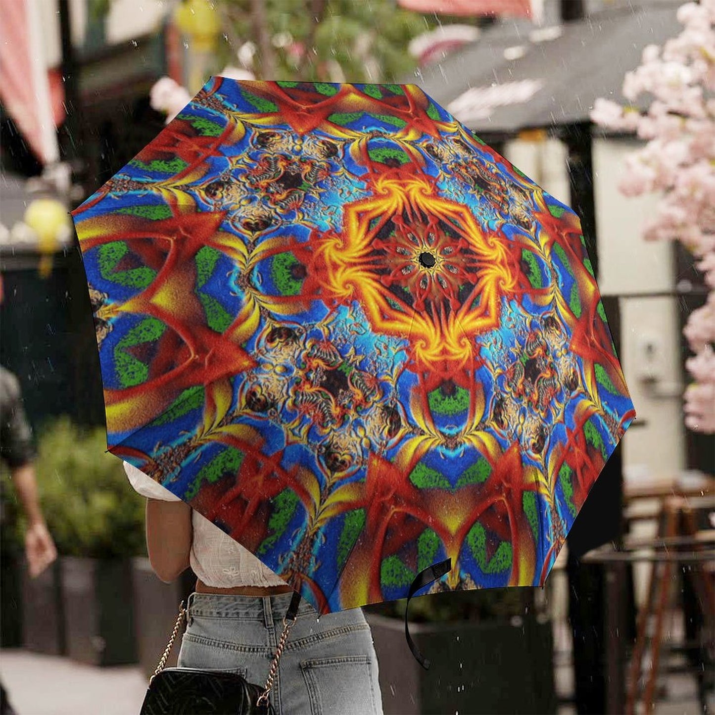Custom Print Tri-Fold Umbrella | Personalized Windproof Travel Umbrella