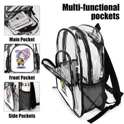 Custom Clear Backpack with UV Print | Personalized PVC See-Through Bag