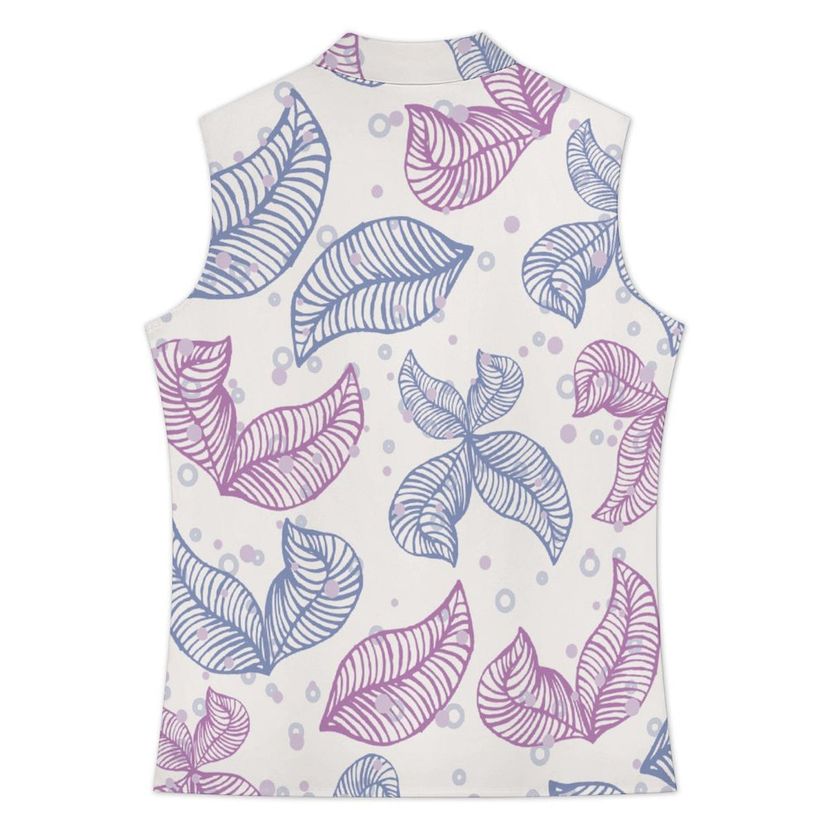 Sleeveless Lapel Button-up Shirt Leaves, Patterns