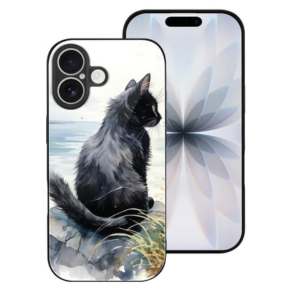 Mobile Phone Case for Apple IPhone 18 Black Cat, Back, Watercolor, Natural Style IPhone 18