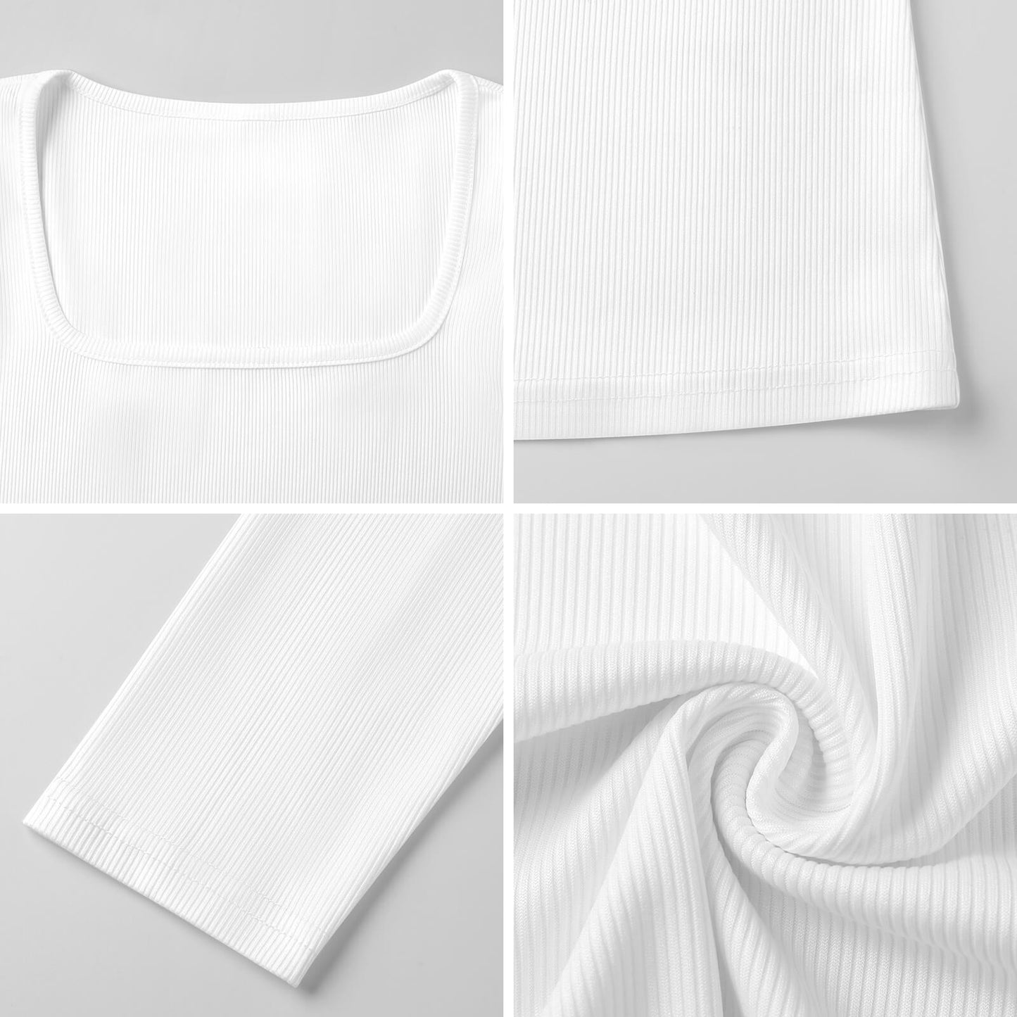 Custom Women's Square Neck Ribbed Long Sleeve Top