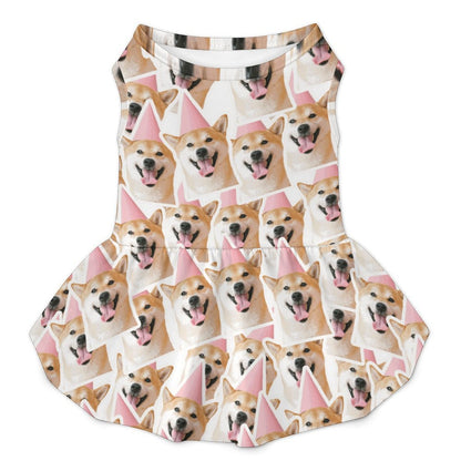 Pet Dress Dog, Repeating Pattern  Santa Claus-Red-White-Circle-Blue-Print-Merry Christmas-Repeat-Tile