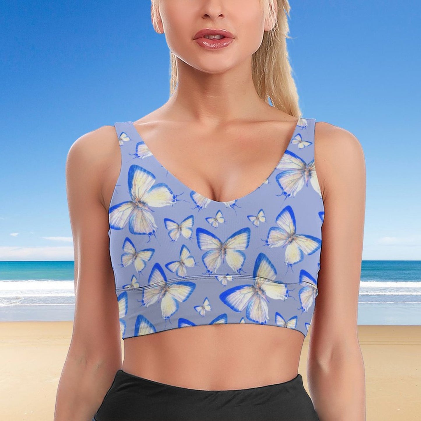 Custom U-Neck Sports Bra: High Support Padded Workout Top