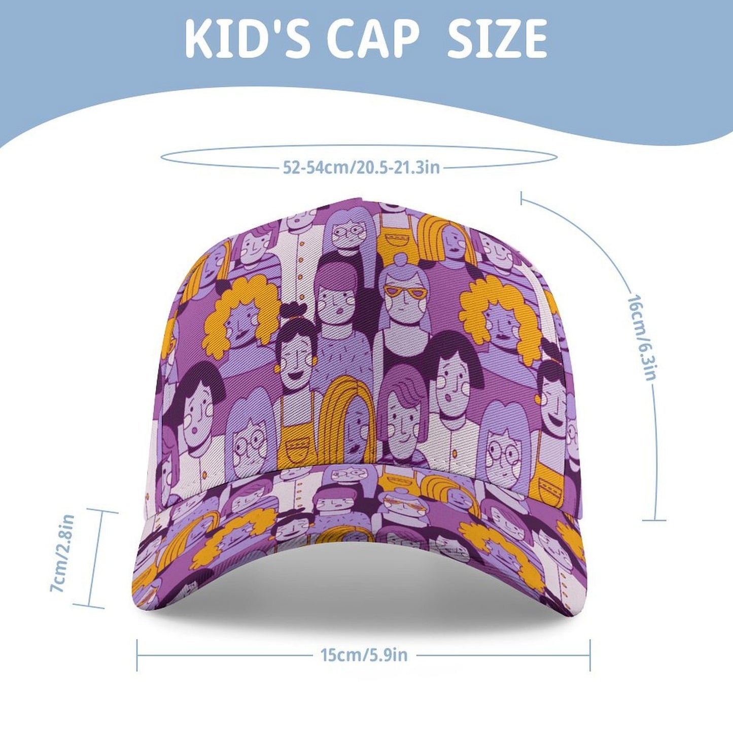 Personalized Kids Baseball Cap with Full-Print Custom Design and Ventilation