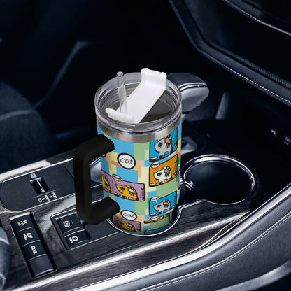 Personalized 40oz Stainless Steel Tumbler with Handle and Straw