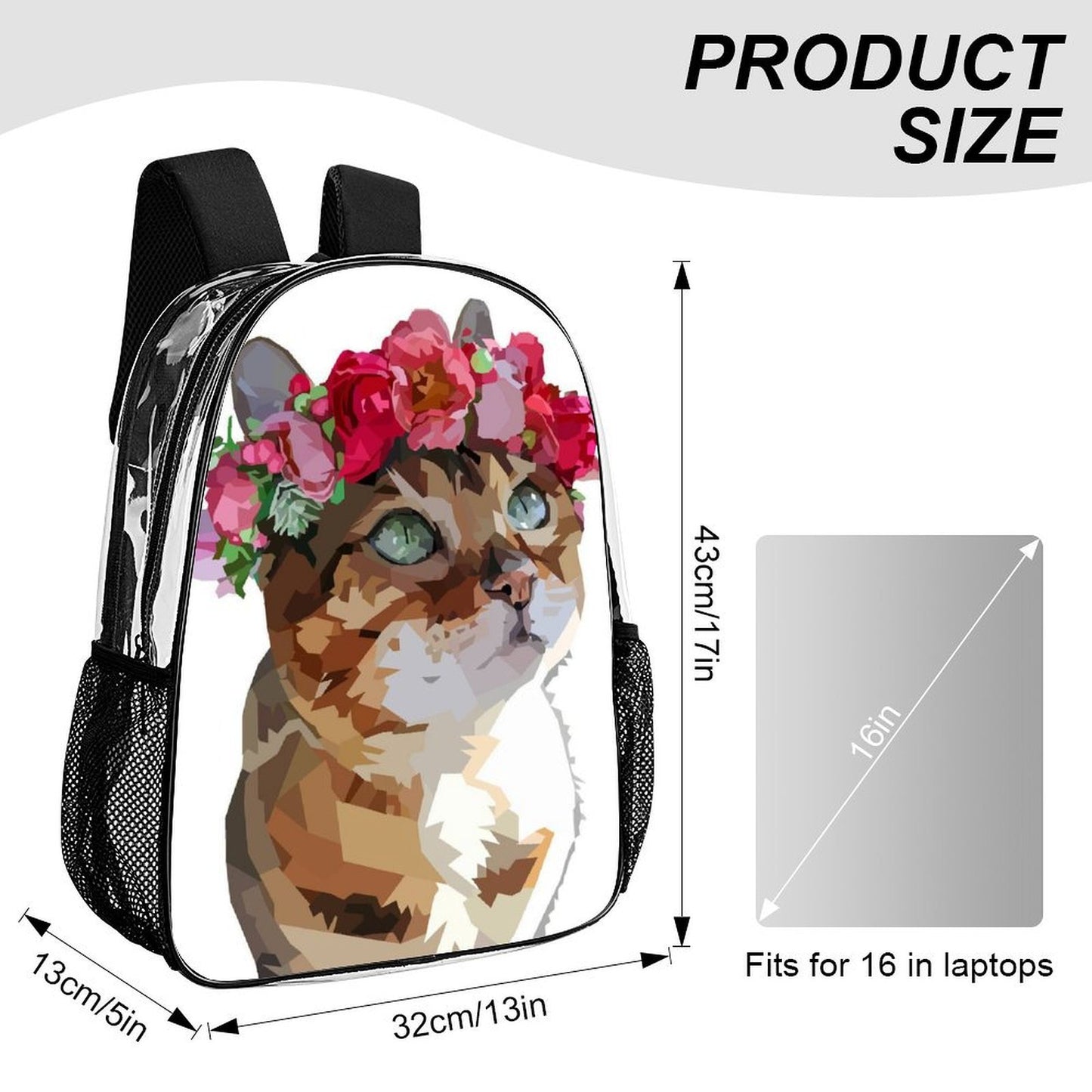 Personalized Heavy-Duty 17-Inch Clear Backpack with Custom UV Print