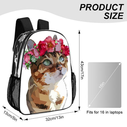 Personalized Heavy-Duty 17-Inch Clear Backpack with Custom UV Print