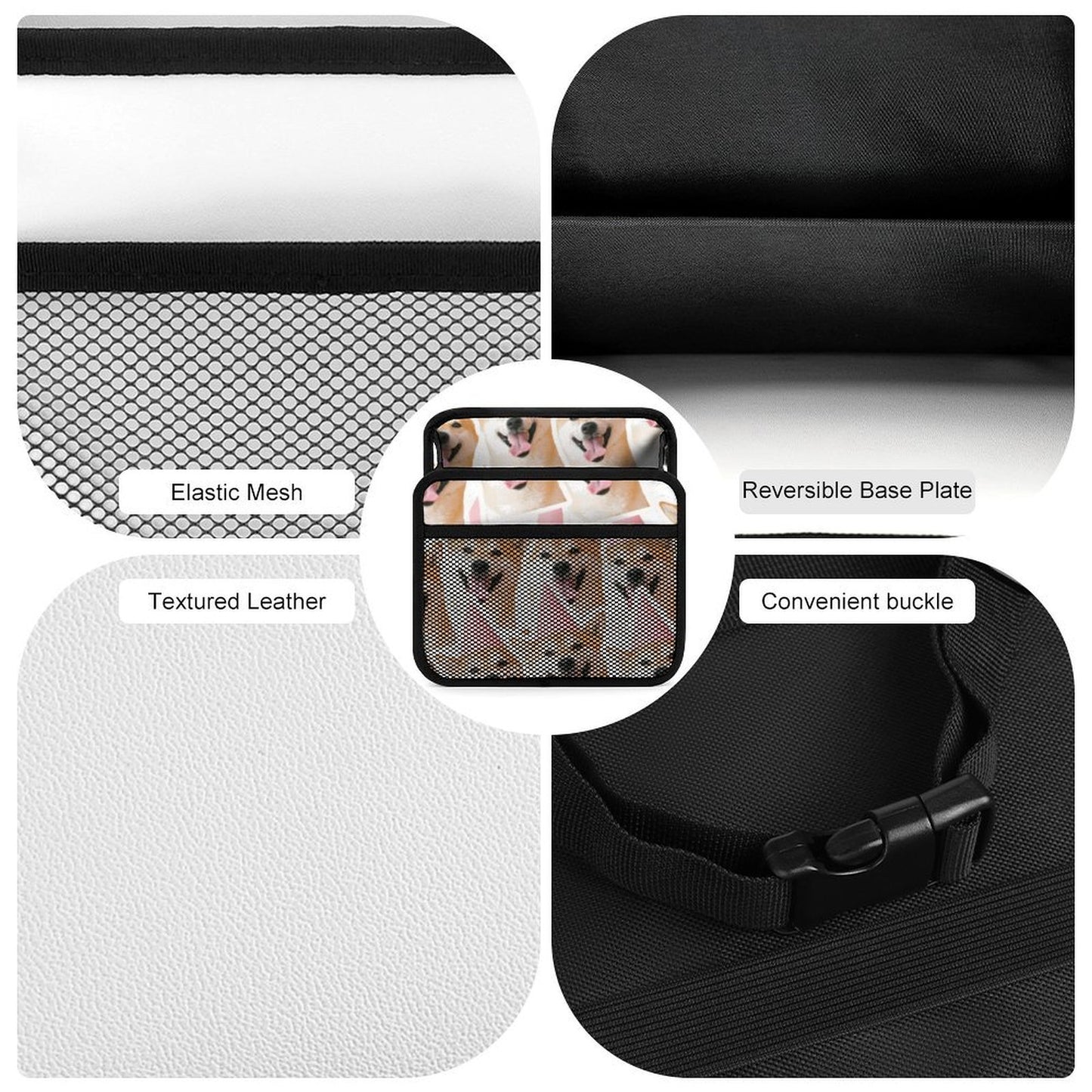 Custom Car Seat Organizer with Mesh Pockets and Reinforced Handles