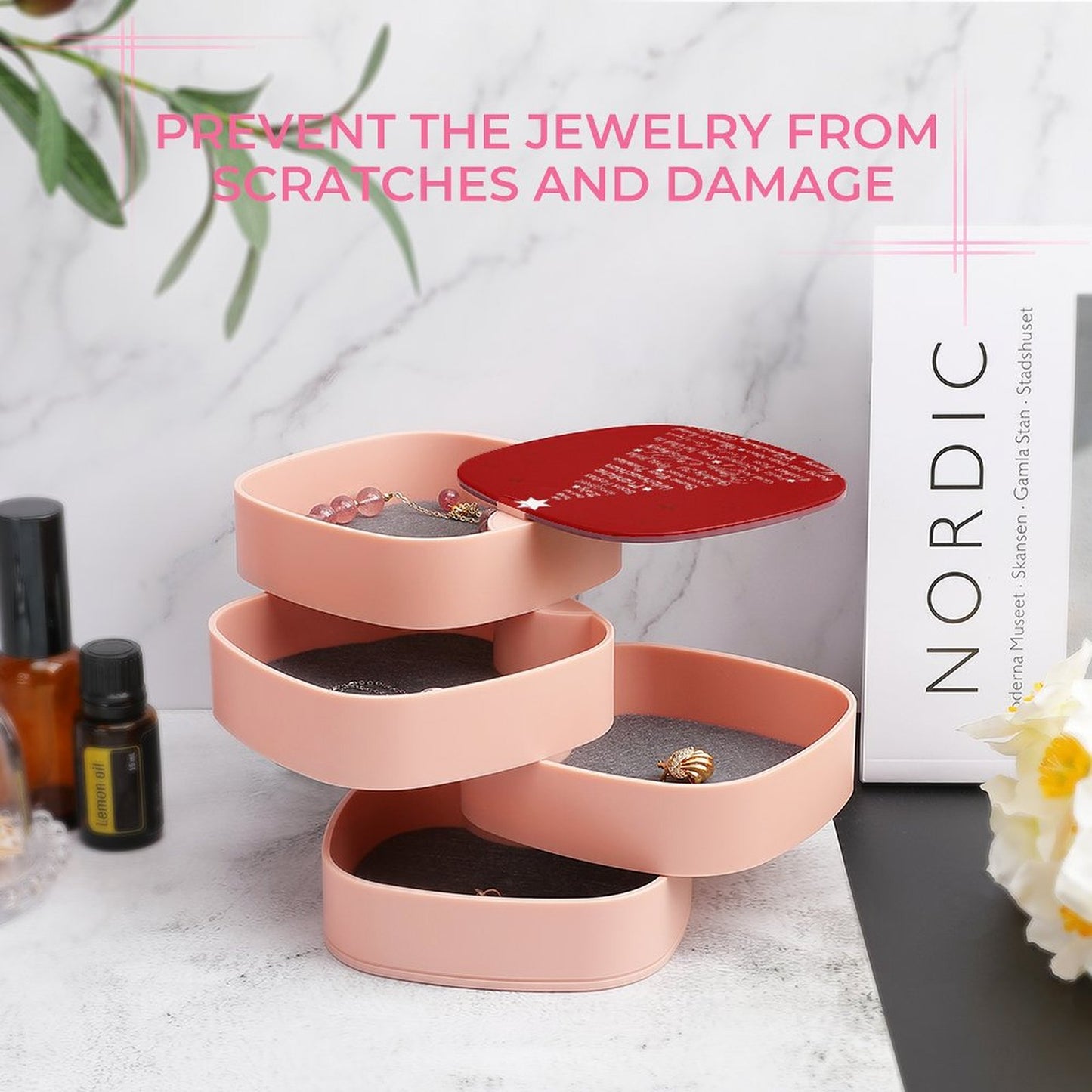 Custom Rotating Jewelry Box | 4-Tier Organizer with Your Photo