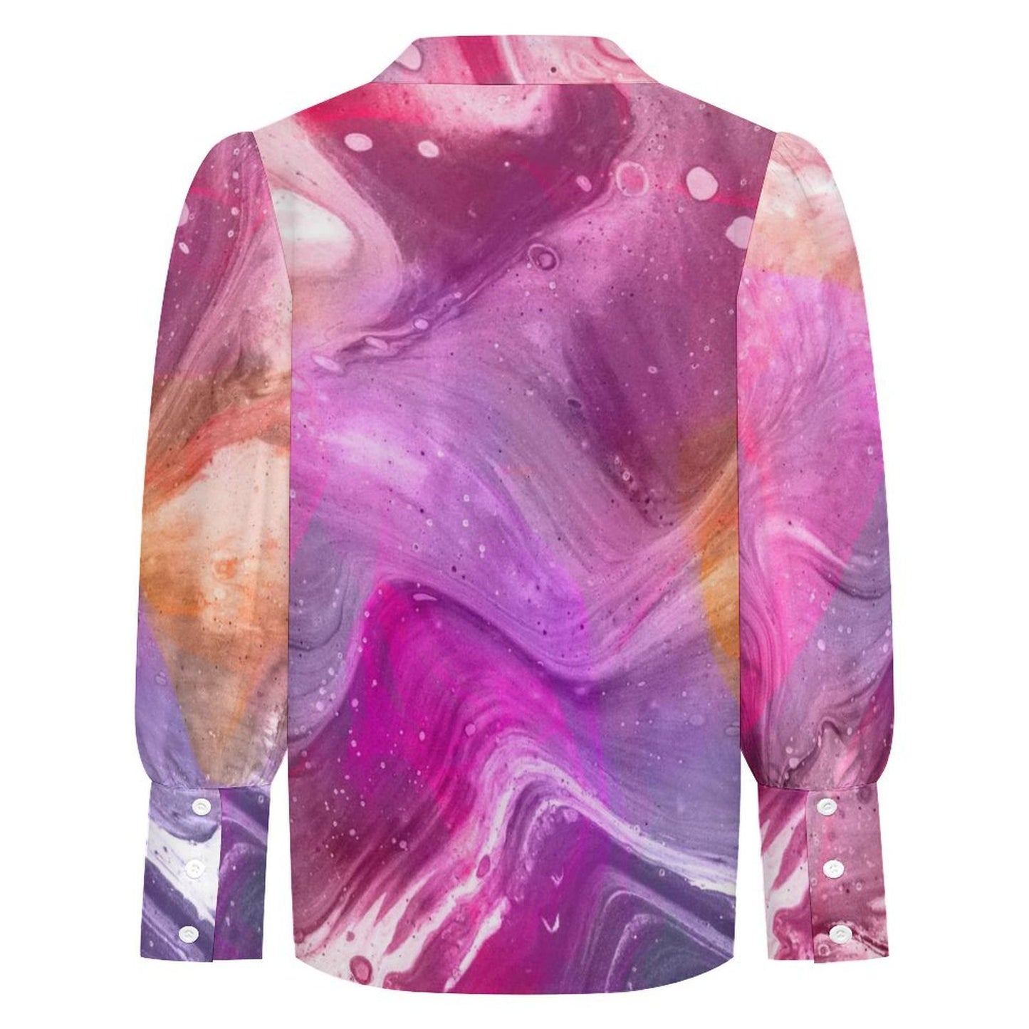 Custom Satin Lantern Sleeve Blouse for Women with Personalized Print
